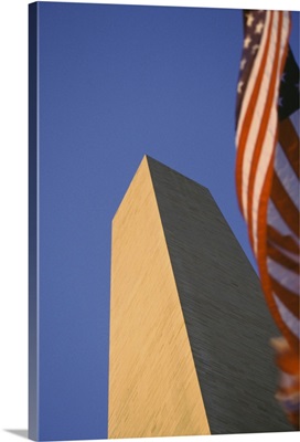 Washington Monument and flag