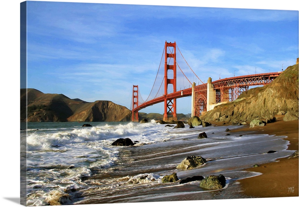 A walk toward the Golden Gate Bridge on Marshall Beach, part of the San Francisco coastline. Across the bridge are the Mar...
