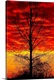 image thumbnail of This vertical wall art shows the silhouette of a leafless tree in front of a fiery sky in the evening.