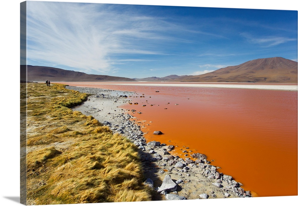 Laguna Roja is partially dried lagoon tinted red by volcanic chemicals.