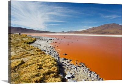 Laguna Roja is partially dried lagoon tinted red by volcanic chemicals
