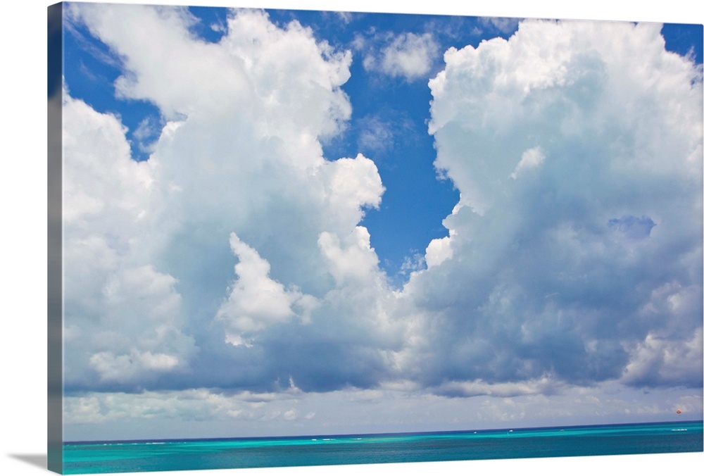 Large clouds over Grace Bay, in the Turks and Caicos Islands.