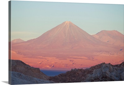 Licancabur volcano during sunset; seen from Salar de Atacama, Chile