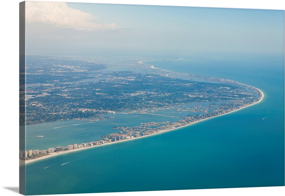 Aerial view of the Tampa area and the west coast beaches of Florida.