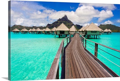 The boardwalk to the over-water bungalows at the Le Meridien resort