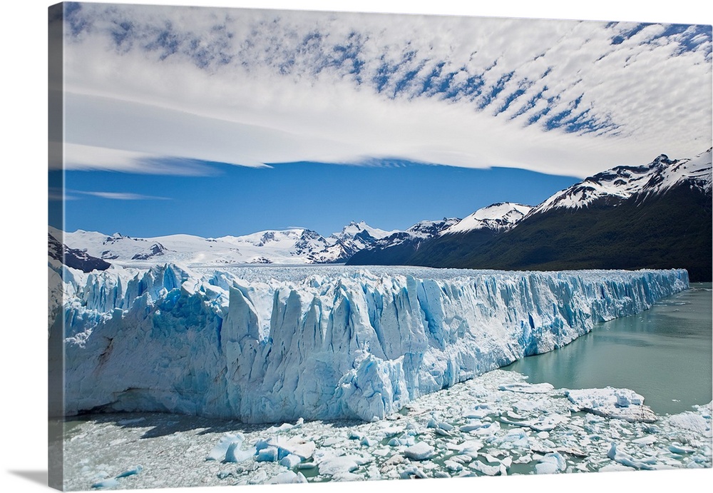 The massive Perito Moreno glacier wall and ice that broke off of it.