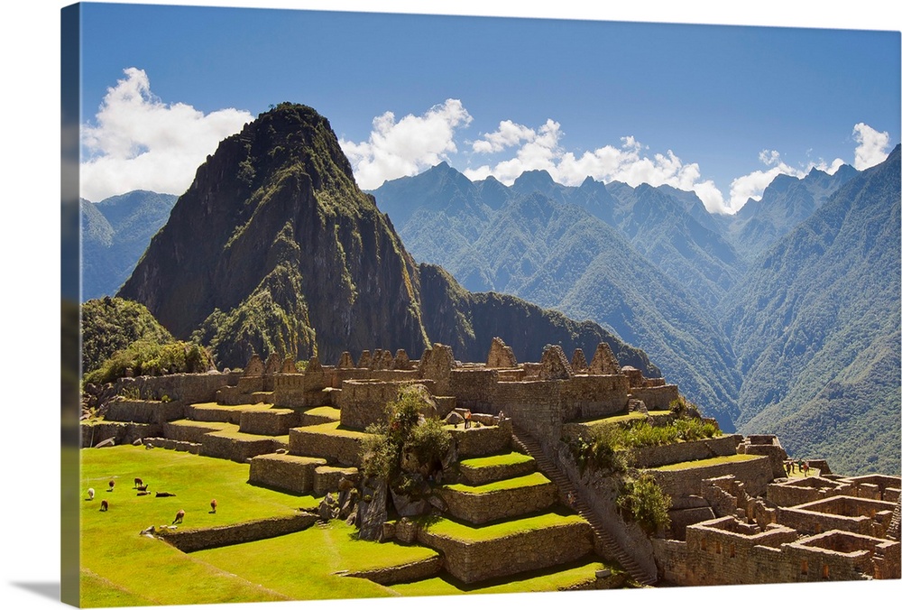 The pre-Columbian Inca ruins at Machu Picchu.