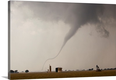Thin rope tornado, one of the first in a long series in a major outbreak