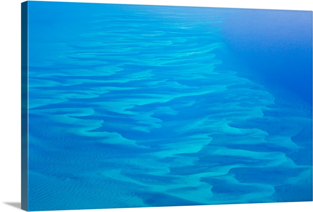 Underwater sand dunes in deep blue Caribbean waters near the Turks and Caicos Islands.