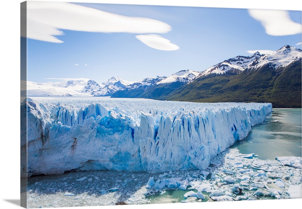 View of the massive Perito Moreno glacier in Los Glaciares National Park.