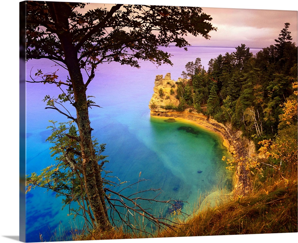Scenic Great Lakes Landscape Photo Rock Cliffs Overlooking Lake Superior Printable Digital Download for Affordable Wall Art