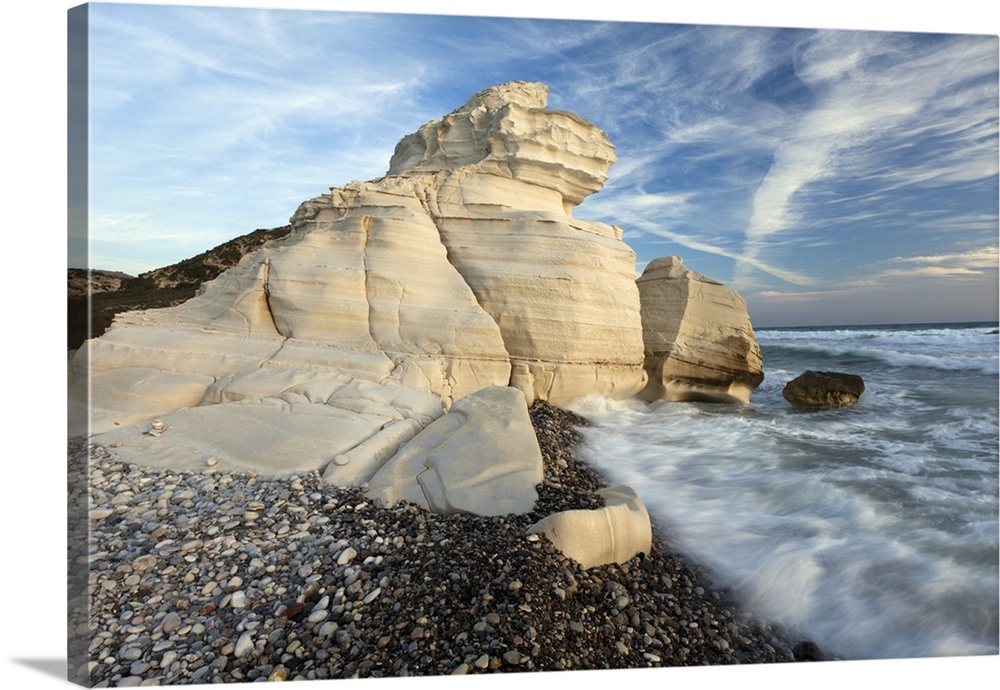weatherd and eroded by wind and sea, south coast of the Island of Cyprus, Europe