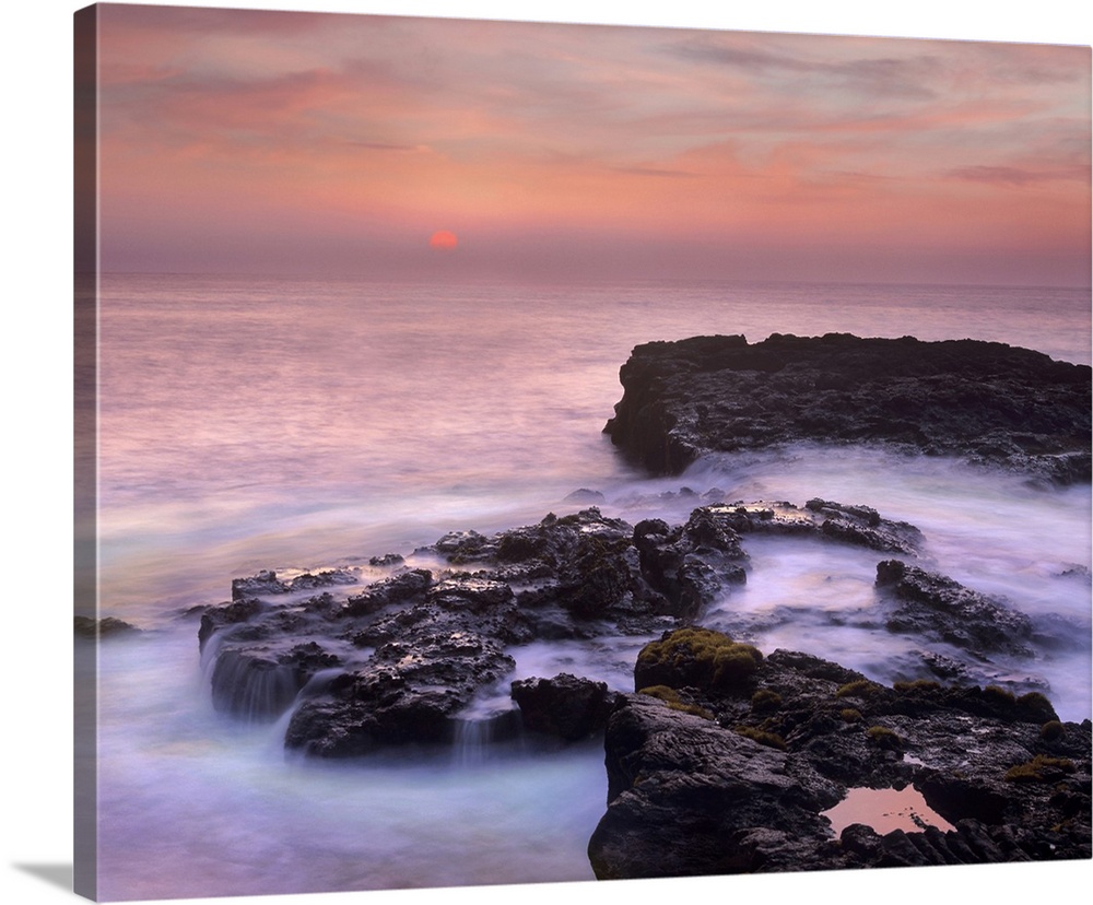Coastal rocks at sunset, Pu'uhonua, Big Island, Hawaii