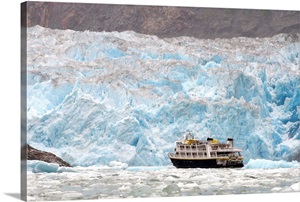 Cruise ship near glacier, Alaska image thumbnail