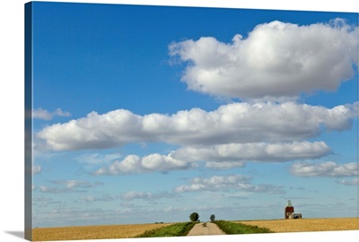 Dirt Road and Grain Elevator Williston Basin North Dakota