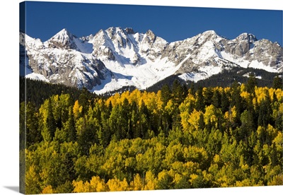 Fall colors and snow covered peaks, North America
