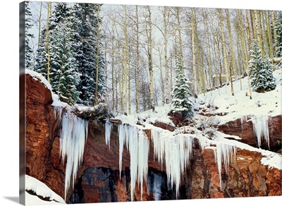 Frozen waterfall in winter, San Juan Mountains, Colorado