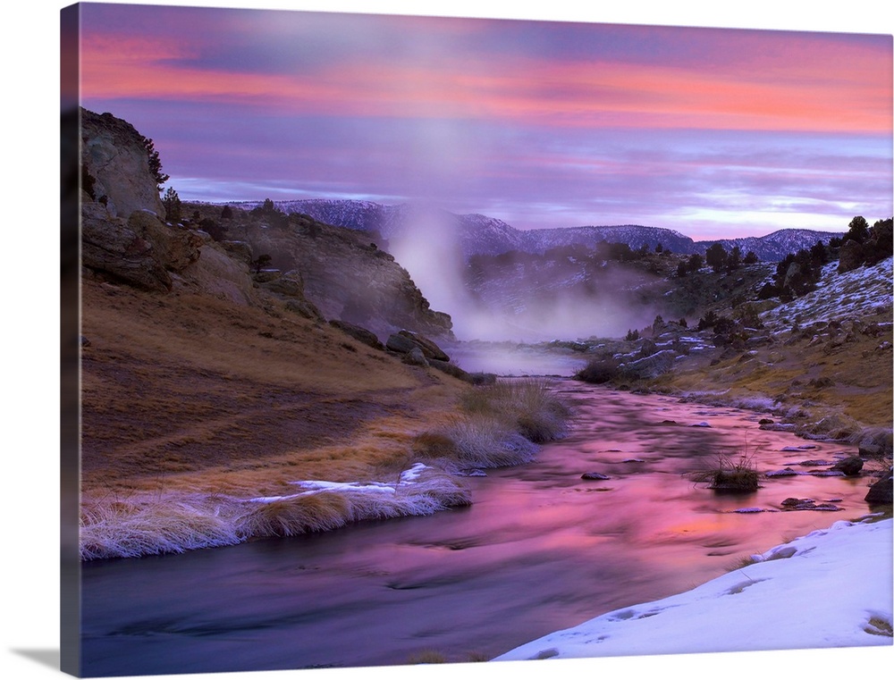 Hot Creek at sunset, eastern Sierra Nevada, California