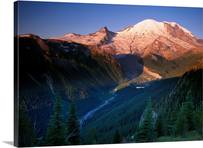 Mt Rainier seen at sunrise, Mt Rainier National Park, Washington Wall