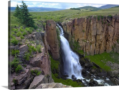 North Clear Creek Waterfall cascading down cliff, Colorado