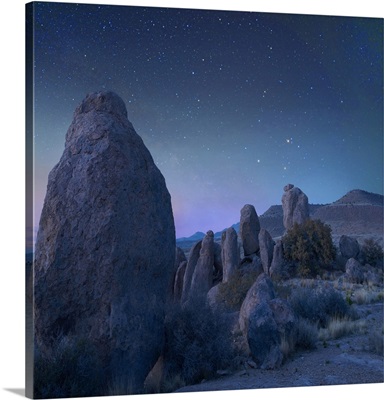 Rock Formations At Night, City Of Rocks State Park, New Mexico