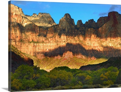 Towers of the Virgin with cloud shadows, Zion National Park, Utah