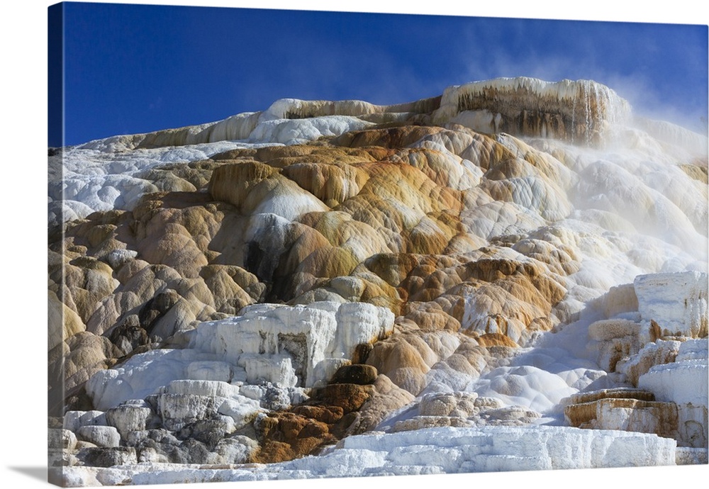 Travertine formations, Mammoth Hot Springs, Yellowstone National Park, Wyoming.