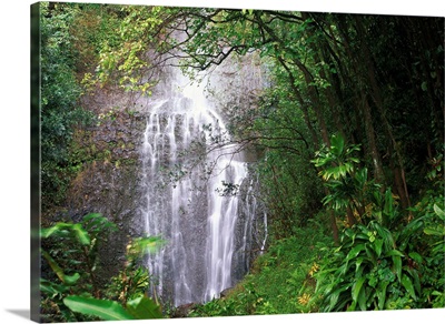 Waterfall along Hana coast, Maui, Hawaii
