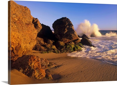 Waves crashing on Point Dume Beach, California