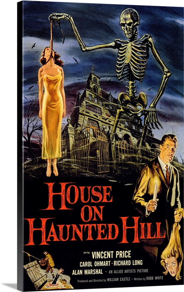 A wealthy man throws a haunted house party and offers $10,000 to anyone who can survive the night there. Vintage cheap hor...
