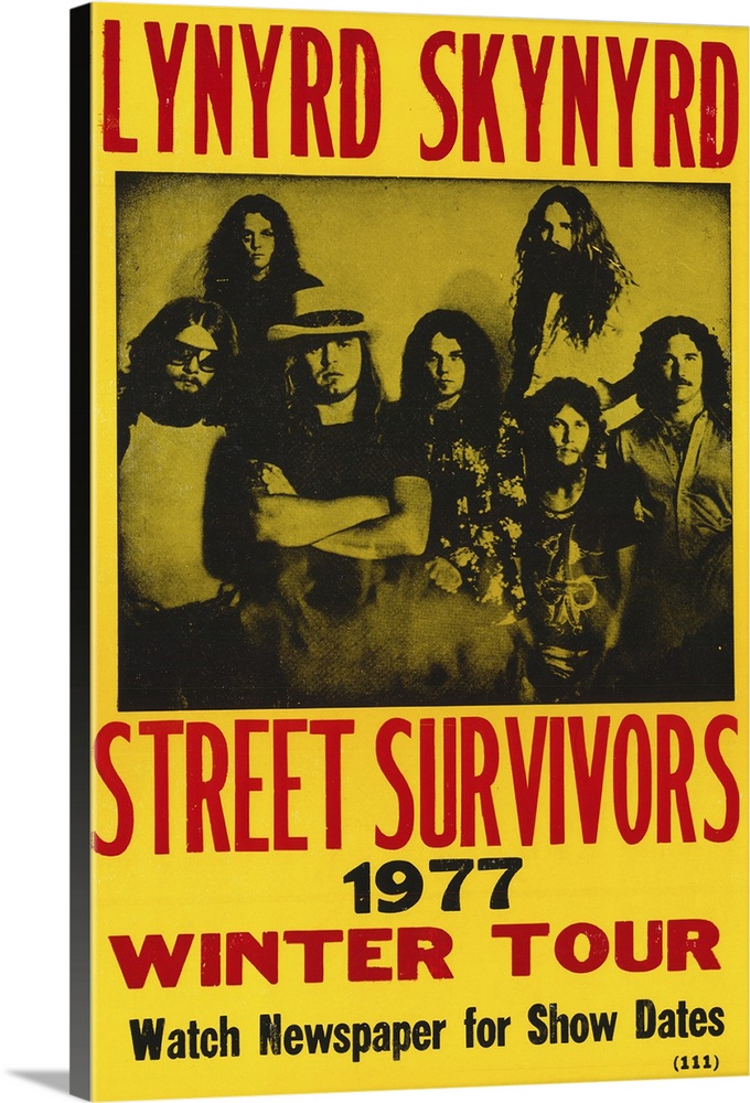 Vintage poster for American rock band's tour "Street Survivors."  The band was popular for promoting southern hard-rock du...