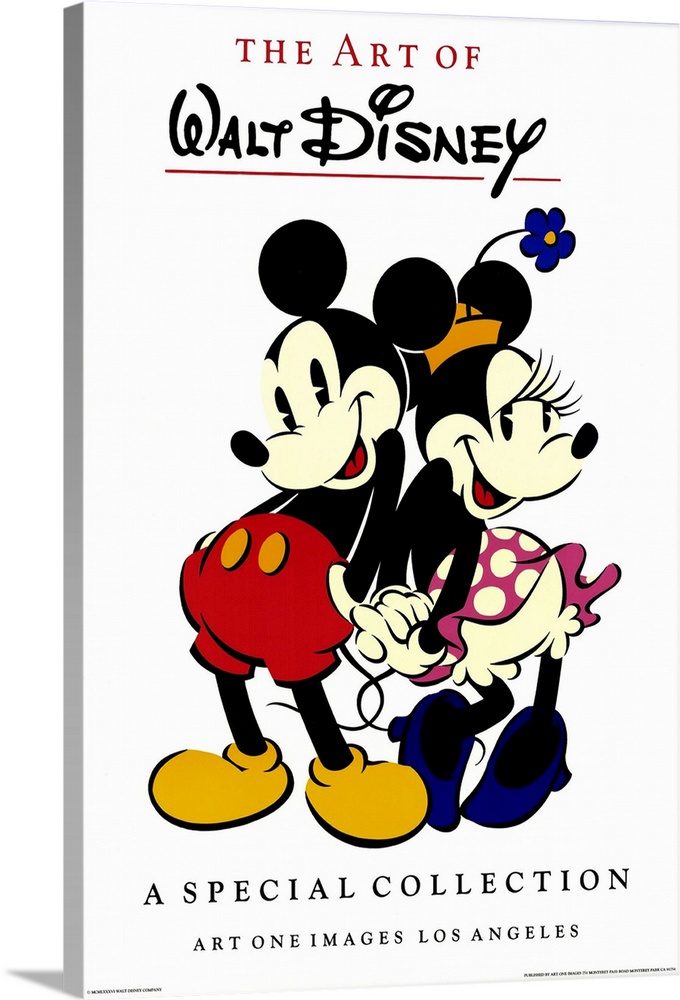 This poster featuring the animation studio's star couple is advertising an exhibit of Walt Disneyos artwork.