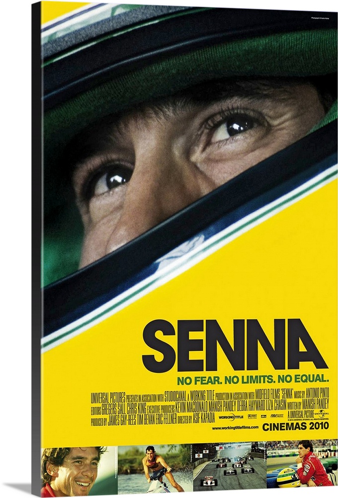 Movie poster for "Senna". A documentary on Brazilian Formula One racing driver Ayrton Senna, who won the F1 world champion...