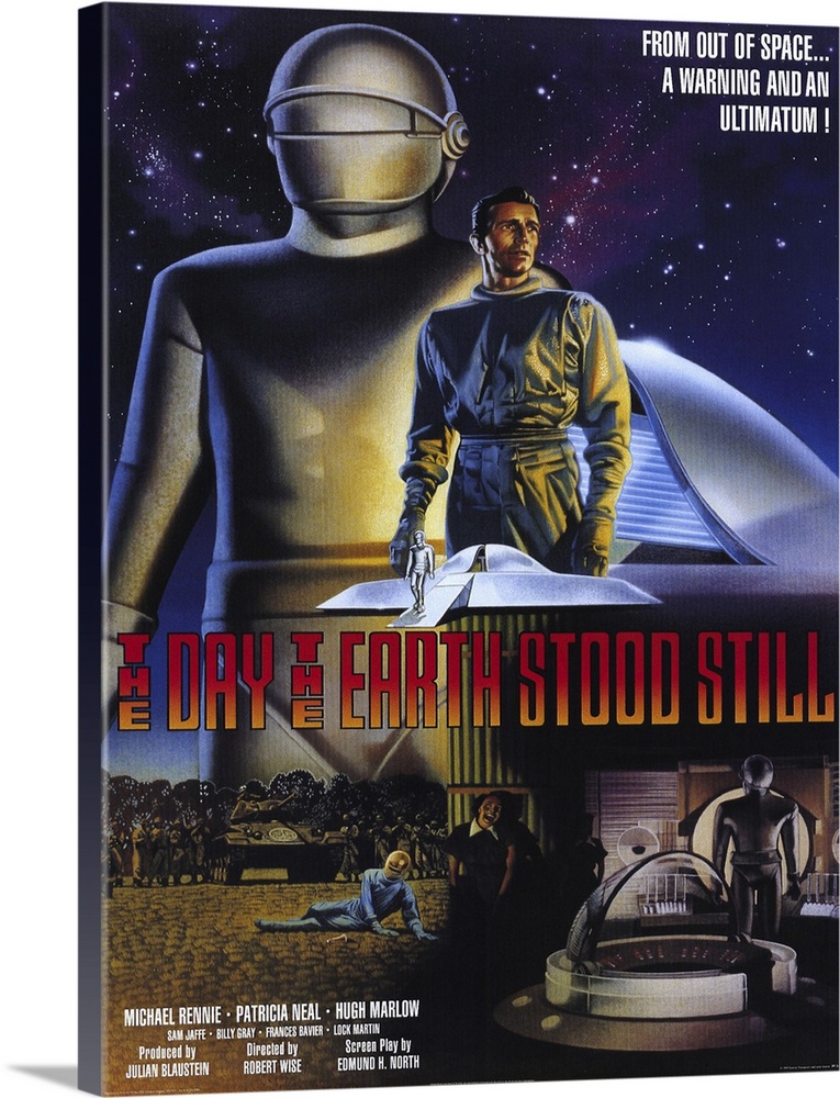 This piece is a drawn movie poster for the original "The Day the Earth Stood Still".