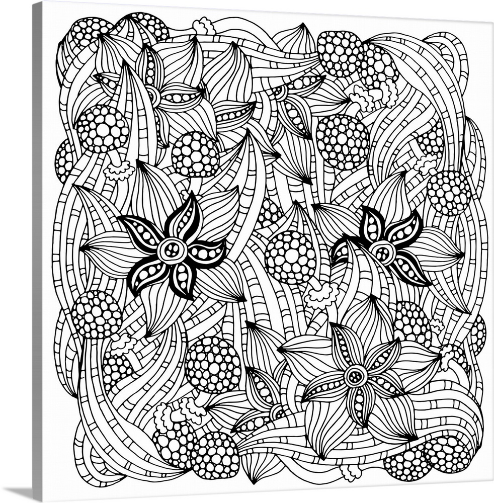 Contemporary line art of a starfish against a intricate and detailed background. Perfect for Coloring Canvas.