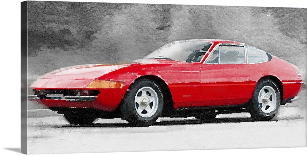 Classic Red Ferrari Daytona 365 GTB-4 Automotive Photo Car Wall Art Canvas Print 