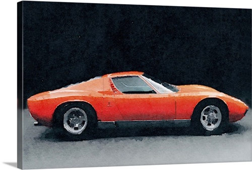 1971 Lamborghini Miura P400 S Watercolor Stretched Print