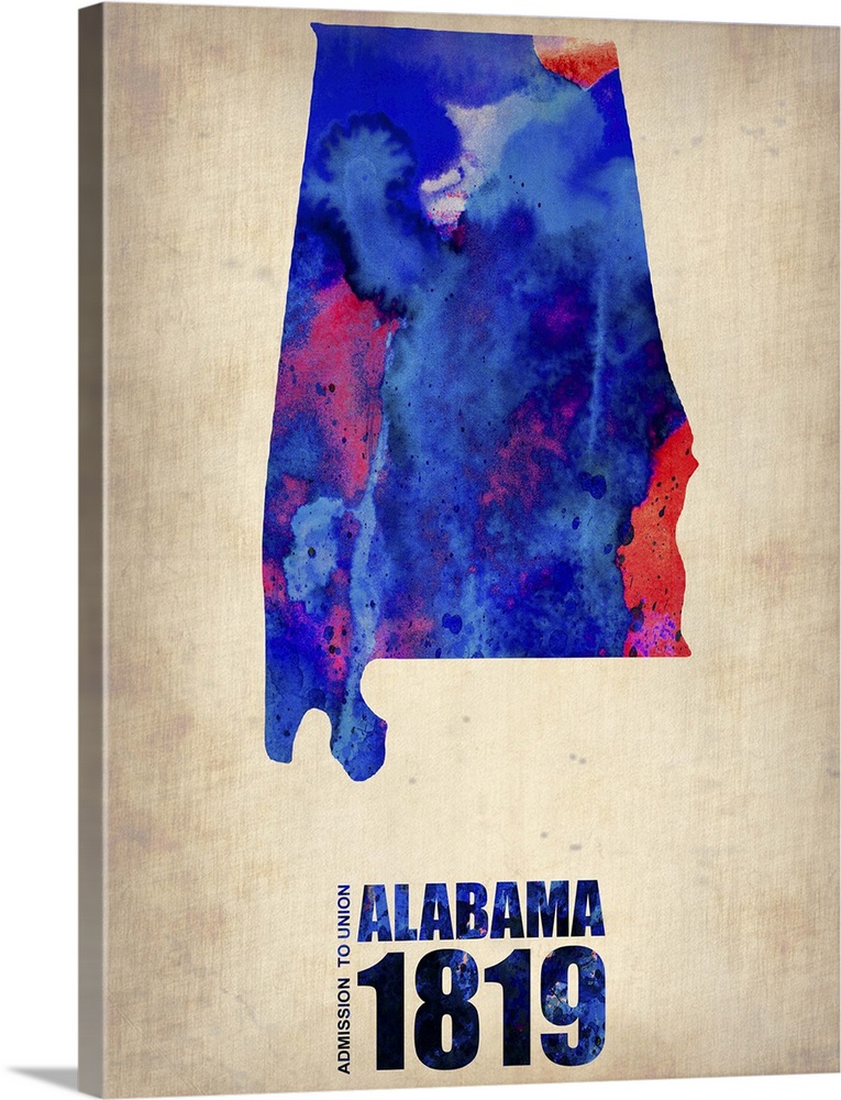 Alabama Watercolor Map