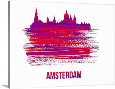 Amsterdam Skyline Brush Stroke Red