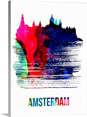 Amsterdam Skyline Brush Stroke Watercolor