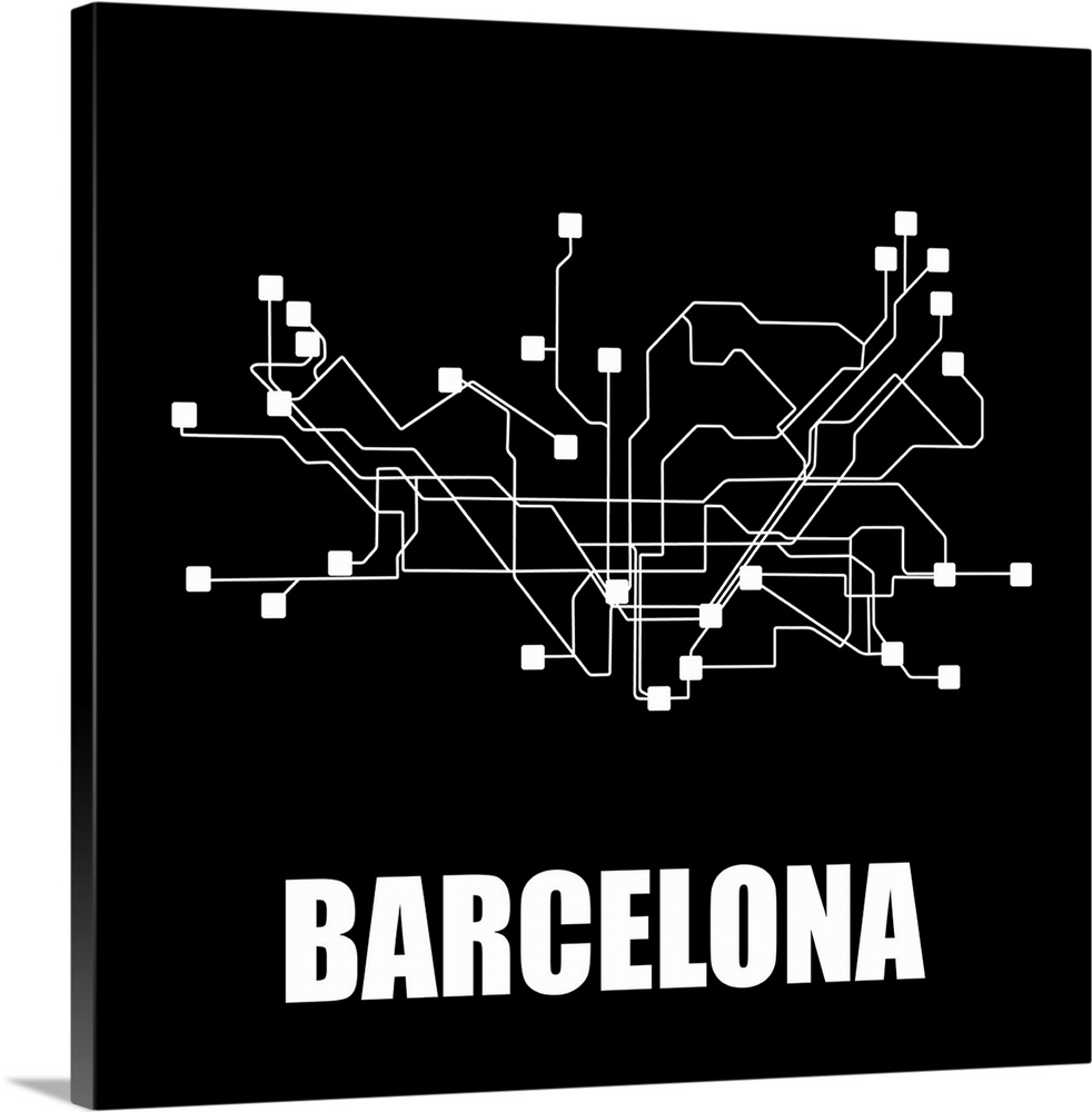 Barcelona Black Subway Map