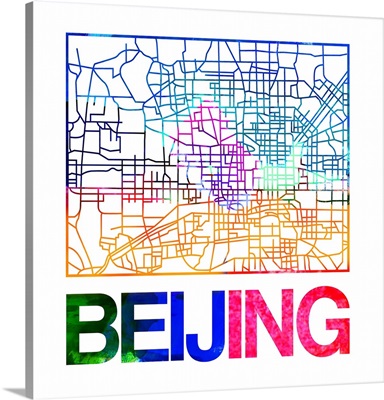Beijing Watercolor Street Map