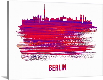 Berlin Skyline Brush Stroke Red