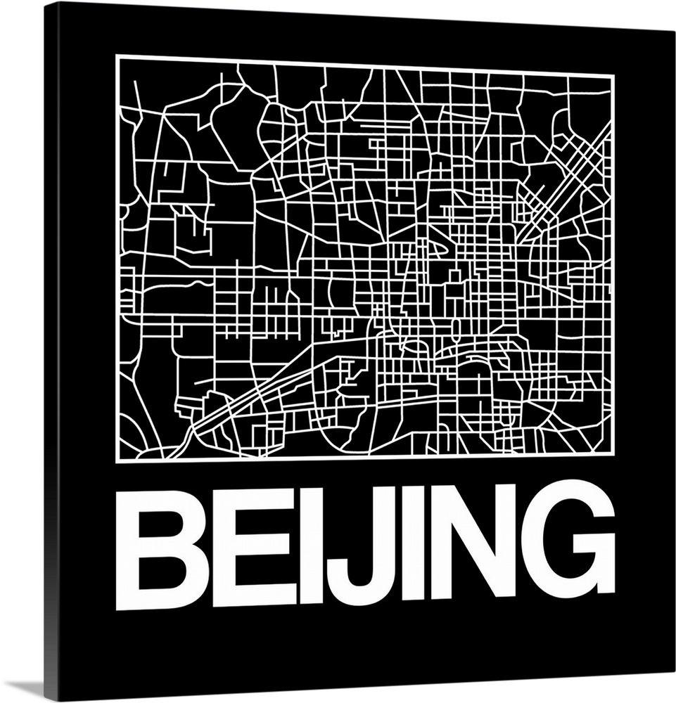 Contemporary minimalist art map of the city streets of Beijing.