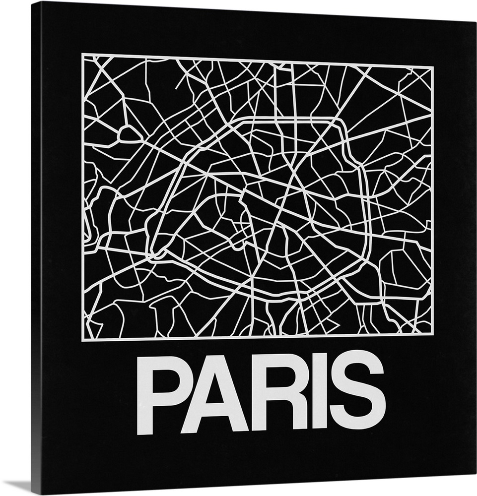 Contemporary minimalist art map of the city streets of Paris.
