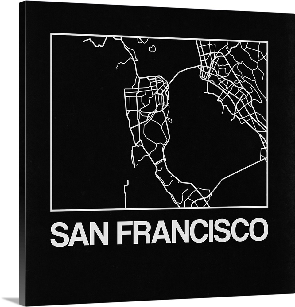 Contemporary minimalist art map of the city streets of San Francisco.