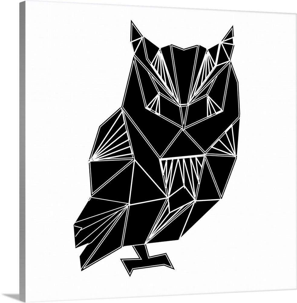 Black Owl Polygon Wall Art, Canvas Prints, Framed Prints, Wall Peels