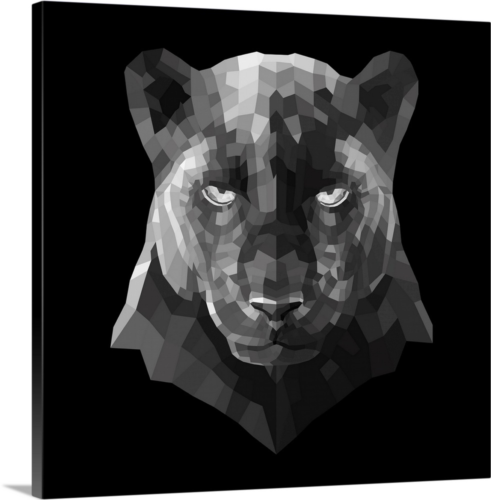 Panther head made up of a polygon mesh.