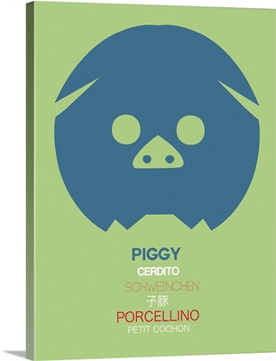 Blue Piggy Multilingual Poster