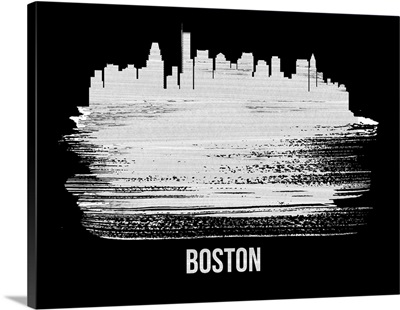 Boston Skyline Brush Stroke White